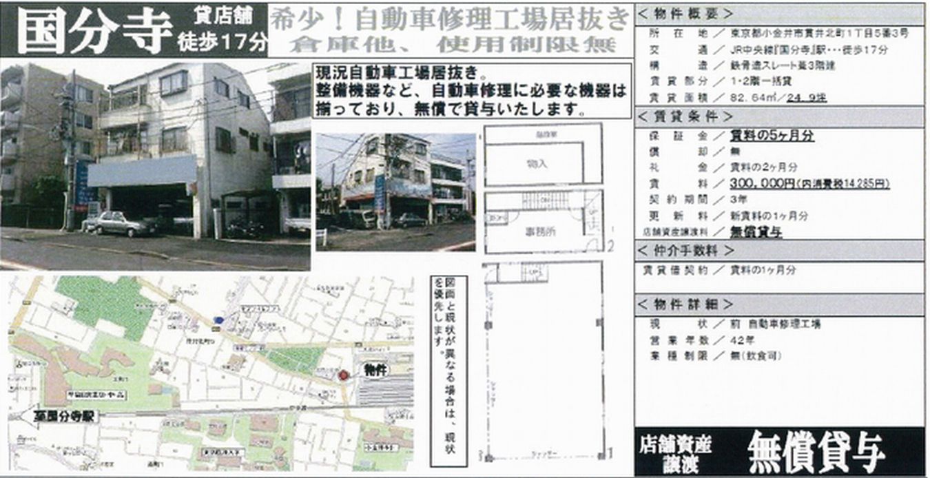 東京都小金井市貫井北町1-5-3の貸し倉庫・工場・貸し土地の情報[15848]東京都小金井市貫井北町1-5-3 貫井北町貸工場 詳細データ