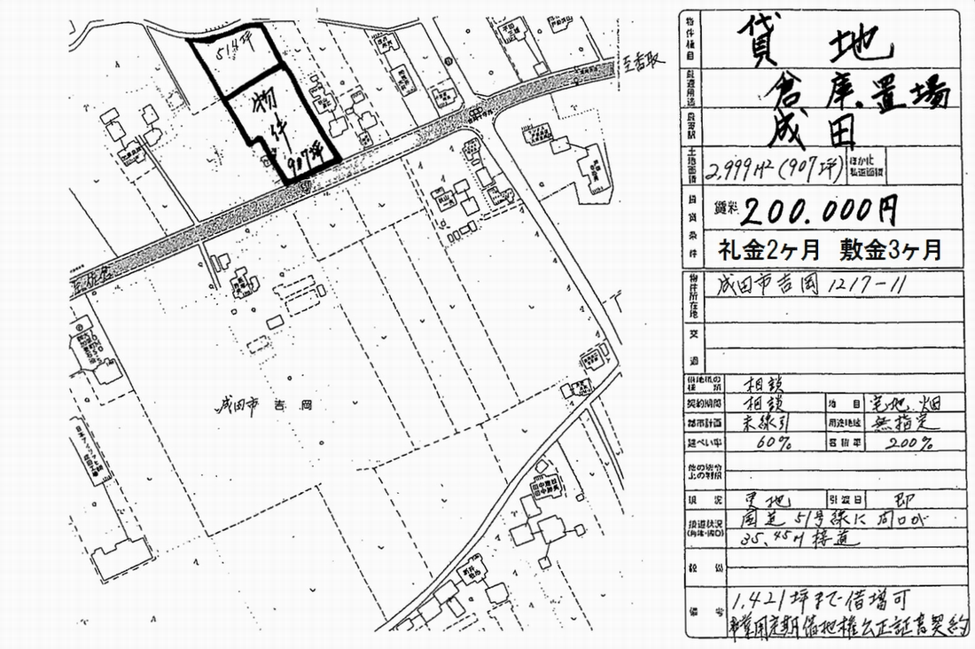 千葉県成田市吉岡121711 成田 貸地の貸し倉庫・工場・貸し土地テナントSNAP[29748]