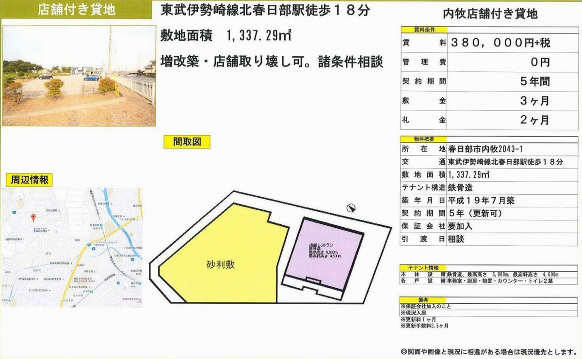 春日部市内牧2043-1(北春日部)の貸倉庫・貸工場情報。神奈川・東京・埼玉・千葉で賃貸土地も探せる不動産i-LAND[30976]春日部市内牧2043-1 北春日部 貸地 詳細データ