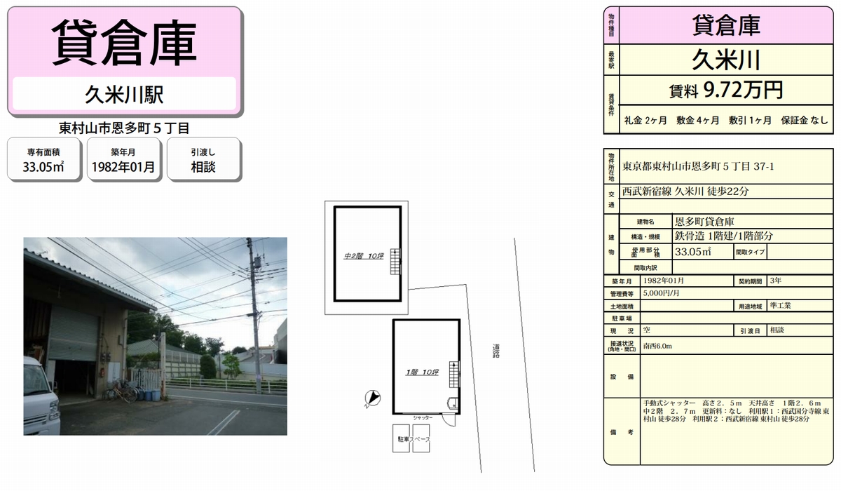 東京都東村山市恩多町5 37 1 恩多町貸倉庫の貸し倉庫 工場 貸し土地 テナントｓｎａｐ