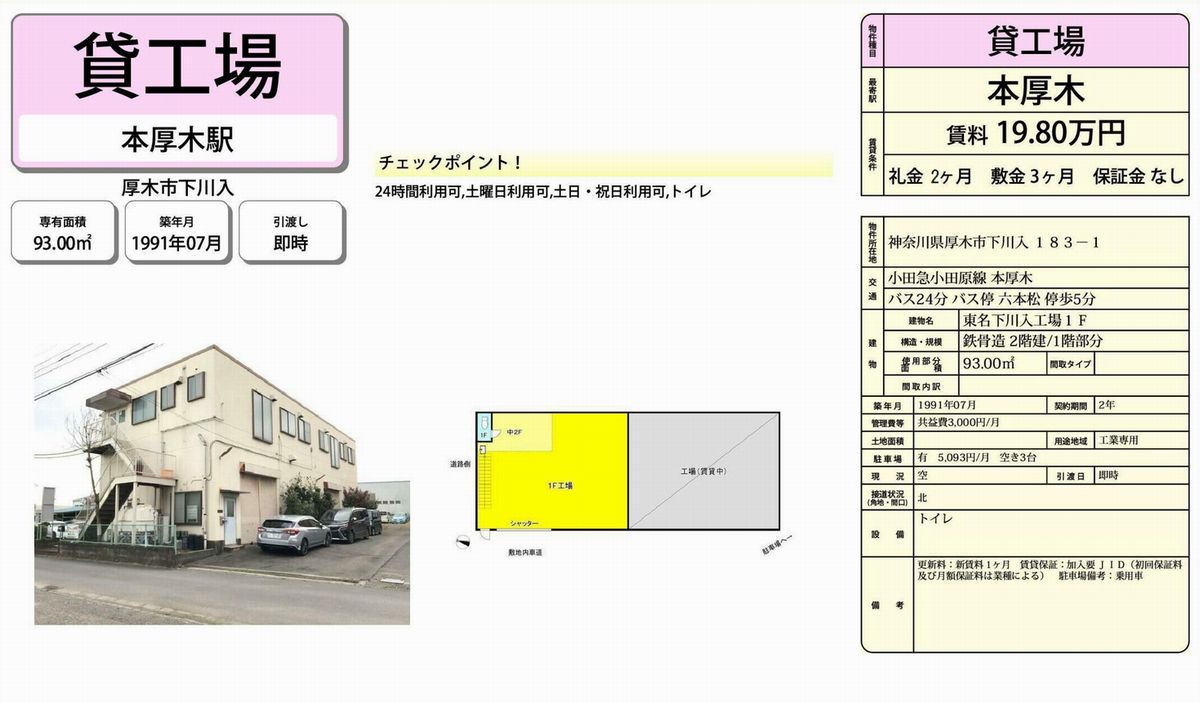 厚木市下川入183 1 本厚木 の貸倉庫 貸工場 賃貸土地 物件詳細 不動産i Land 36426
